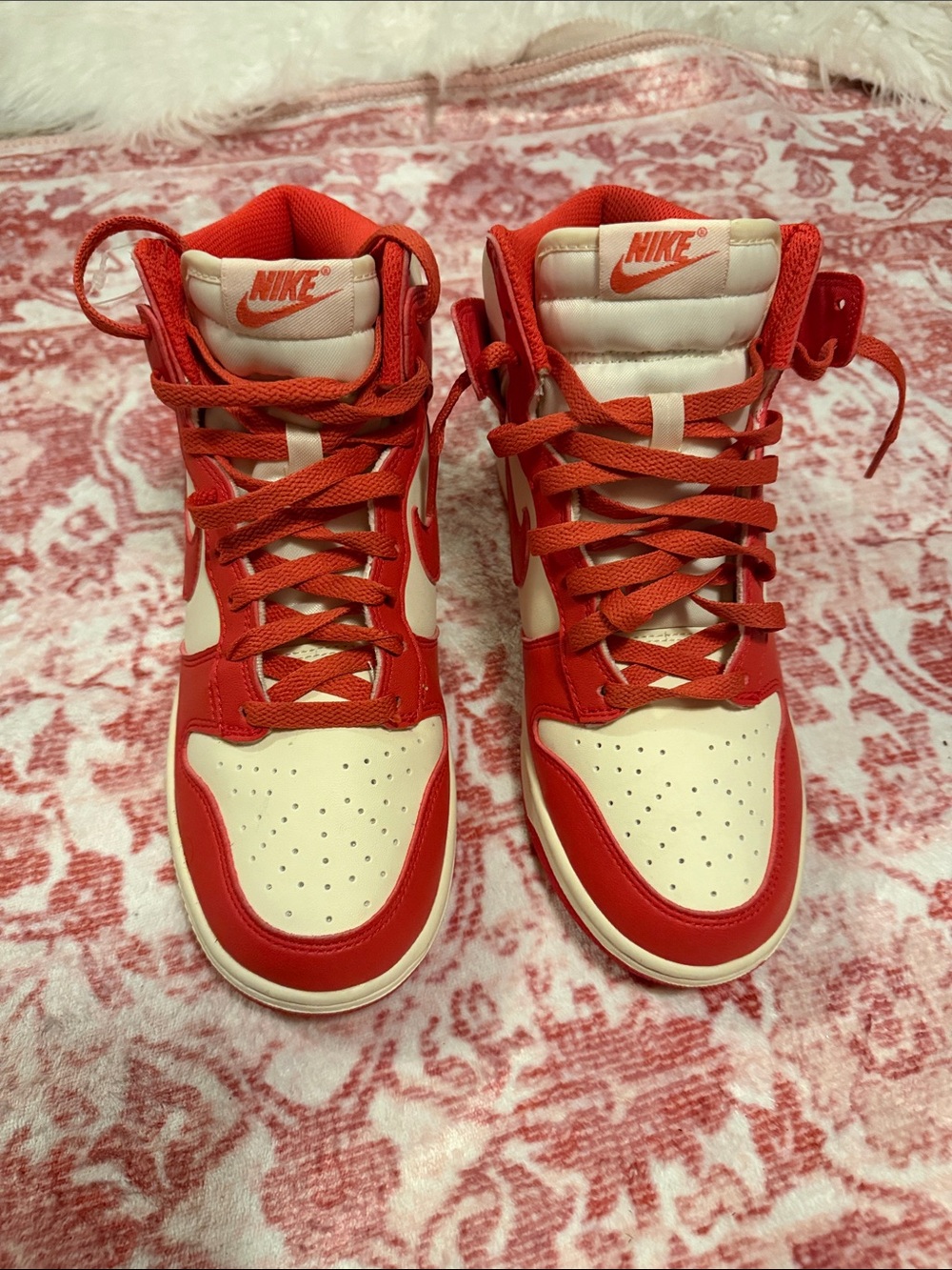 Nike Red and Cream High-Top Sneakers